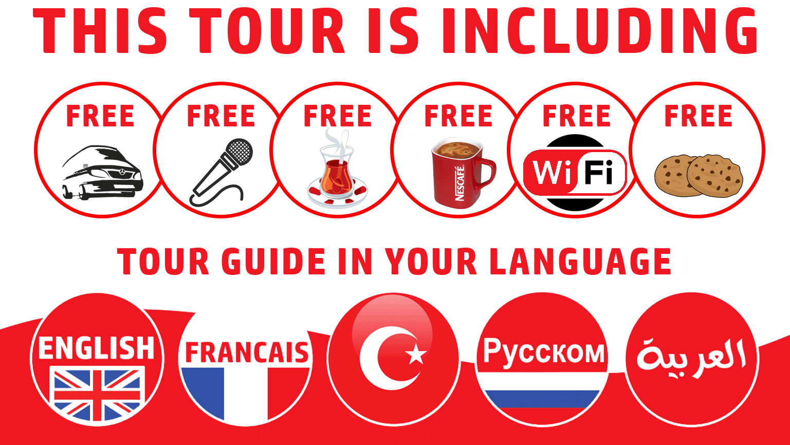 An image explaining in which languages the guided tour will be available 