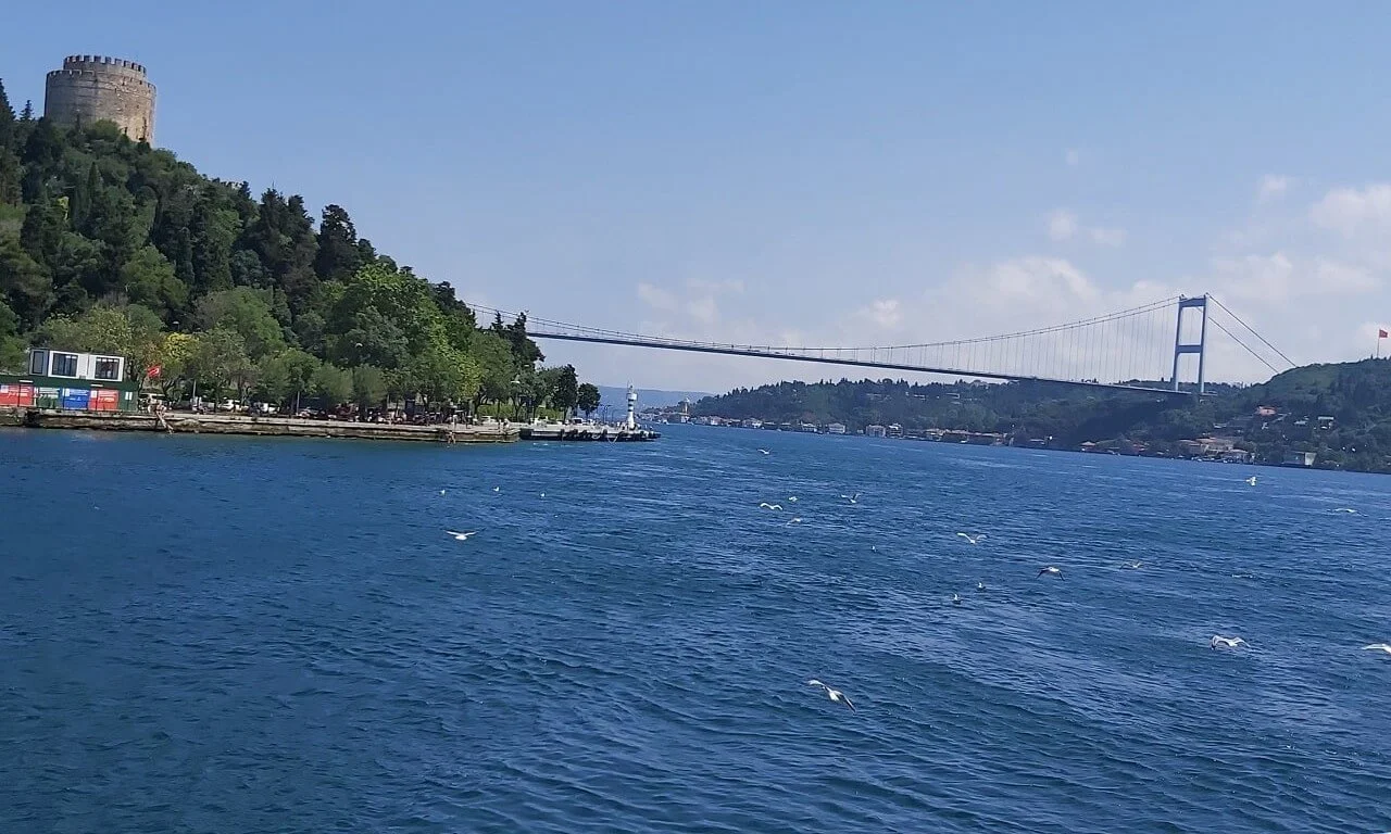 Photo of Rumeli Fortress taken from a Bosphorus cruise on a sunny day