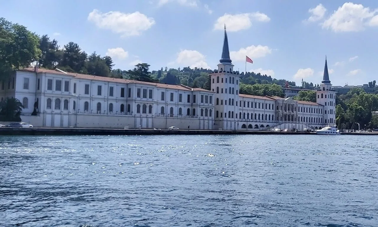 Photo of Kuleli Military High School taken from a Bosphorus cruise on a sunny day