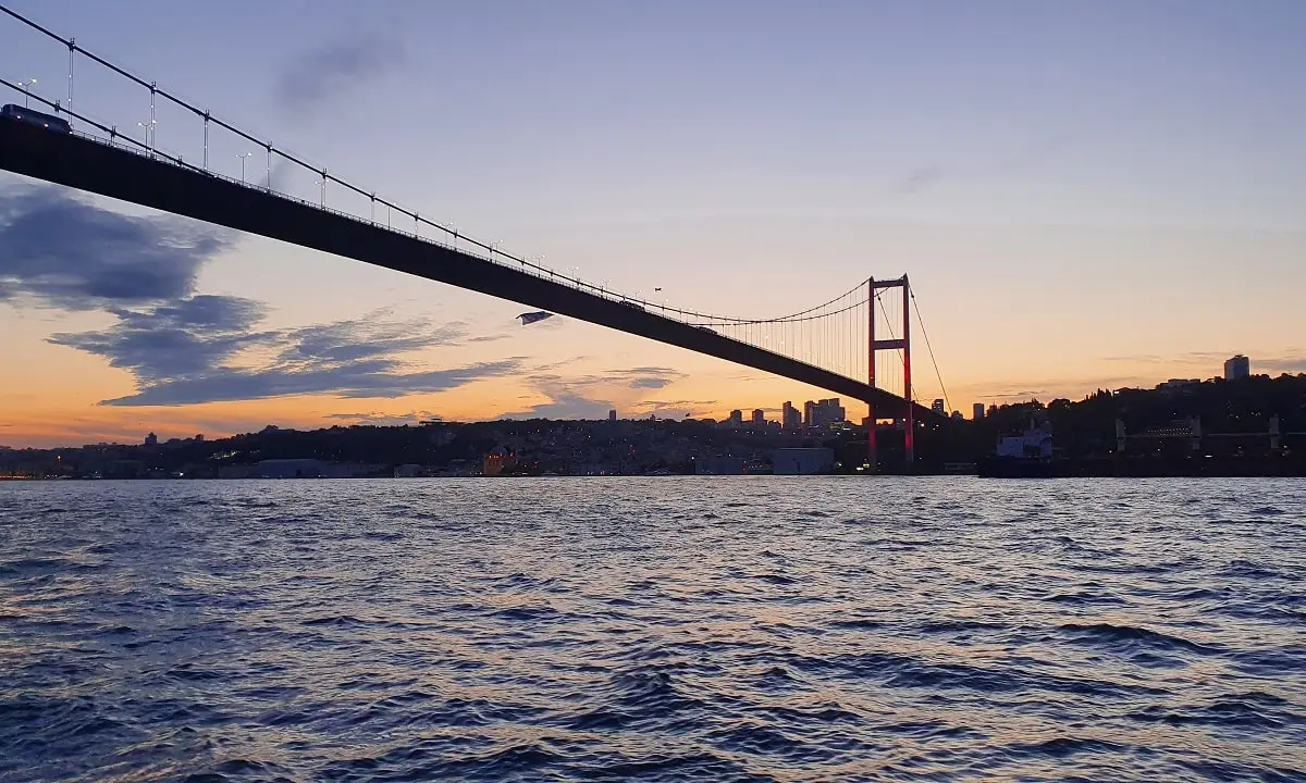 Bosporus Bridge and Bosporus view at sunset