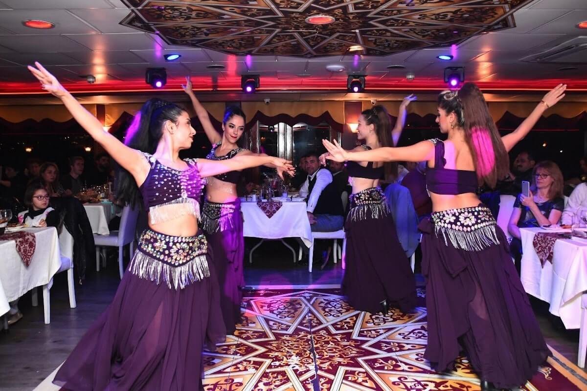 A group performing a belly show on the  Dinner Cruise Bosphorus